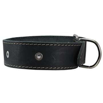 Black Leather Studded Dog Collar for Large Breeds