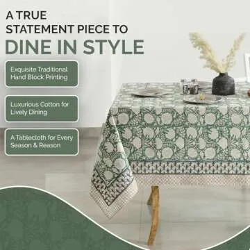Labhanshi Handblock Floral Table Cloth 60x90 Inch