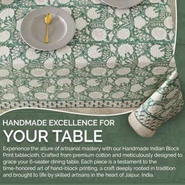 Labhanshi Handblock Floral Table Cloth 60x90 Inch