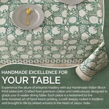 Labhanshi Handblock Floral Table Cloth 60x90 Inch
