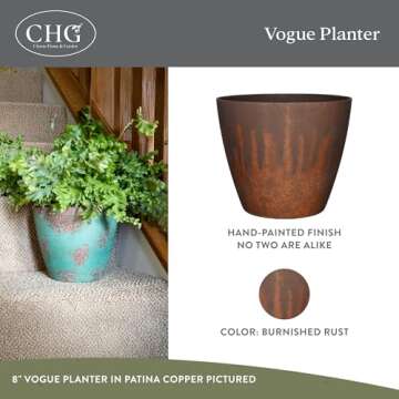Classic Home and Garden Vogue Planter Pots w/Pottery Quality Finish - Modern Indoor & Outdoor Flower...