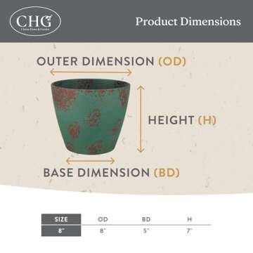 Classic Home and Garden Vogue Planter Pots w/Pottery Quality Finish - Modern Indoor & Outdoor Flower Pots - UV-Resistant Porch Planters - Decorative Pot for Flowers & Herbs (8” Burnished Rust)