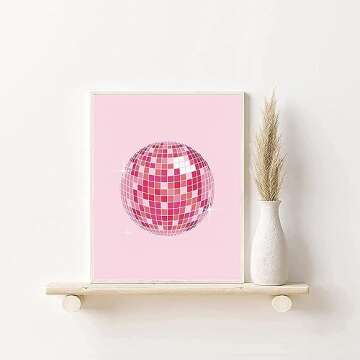 Hot Pink and Orange Wall Art Pink Butterfly Prints Pink Good Times Ticket Poster Disco Ball Poster Print College Dorm Apartment Decor Trendy Wall Art Aesthetic Preppy Poster for Room 8x10inch Unframed