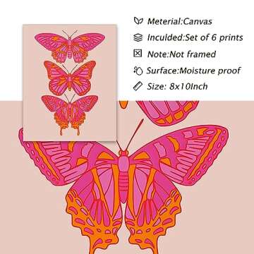 Hot Pink and Orange Wall Art Pink Butterfly Prints Pink Good Times Ticket Poster Disco Ball Poster Print College Dorm Apartment Decor Trendy Wall Art Aesthetic Preppy Poster for Room 8x10inch Unframed