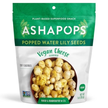 AshaPops Vegan Cheese Flavored Popped Water Lily Seeds - Healthy, Gluten-Free Snack, 1 oz Pack