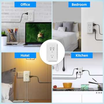 Wall Charger Surge Protector with Night Light and USB Ports