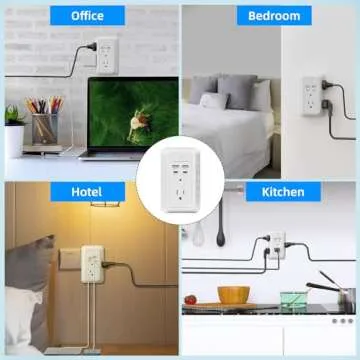 Wall Charger Surge Protector with Night Light and USB Ports
