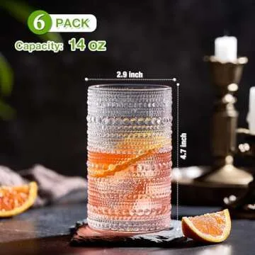 Mfacoy Vintage Hobnail Drinking Glasses Set of 6 - Elegant Style