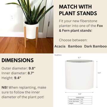 Fox & Fern 10 Inch Planter - Lightweight & Stylish