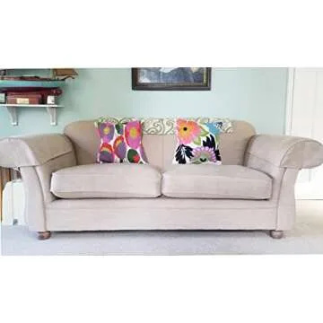 Kashmir Designs Daisy Floral Pillow Cover Hand Embroidered Flower Throw Pillowcase Traditional Floral Outdoor Suzani Cushion Boho Flower Throw Pillow Chair Cushion Wool Size - 18x18