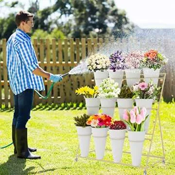 Flower Display Stand on Wheels for Easy Plant Display