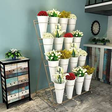Flower Display Stand on Wheels for Easy Plant Display