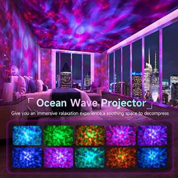 Mubarek Galaxy Projector Skylight, 24 Light Modes Room Light Projector, White Noise Sky Light Projec...