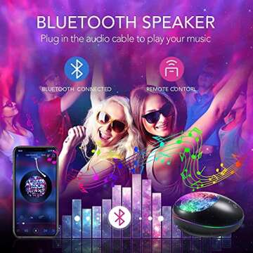 Mubarek Galaxy Projector Skylight, 24 Light Modes Room Light Projector, White Noise Sky Light Projector, Bluetooth Speaker Room Projector Lights for Bedroom Decor Aesthetic, Remote Timer Galaxy Light