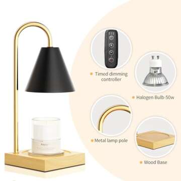 Anyage Candle Warmer Lamp - Elegant Electric Candle Lamp for Home Decor with Timer & Dimmable Featur...
