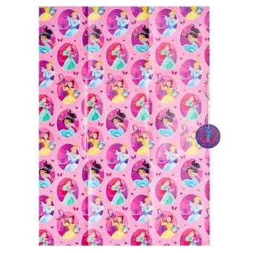UK Greetings Disney Princess Wrapping Paper - Girls Wrapping Paper - Kids Wrapping Paper, Multicolor