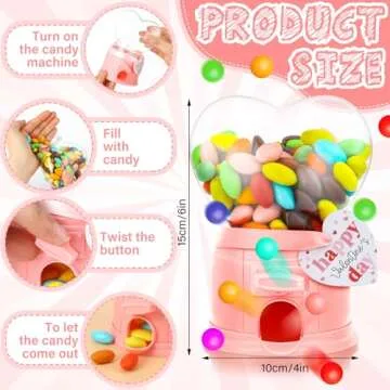 Cute 6-Pack Valentine Heart Gumball Machines with Cards