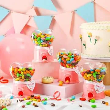 Cute 6-Pack Valentine Heart Gumball Machines with Cards