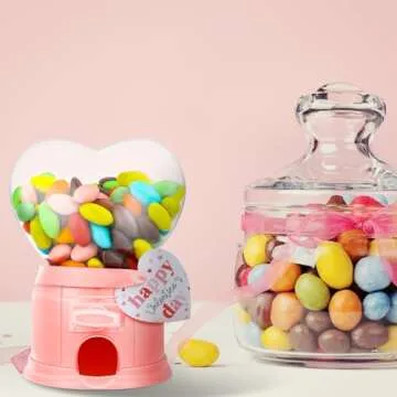 Cute 6-Pack Valentine Heart Gumball Machines with Cards
