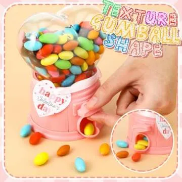 Cute 6-Pack Valentine Heart Gumball Machines with Cards
