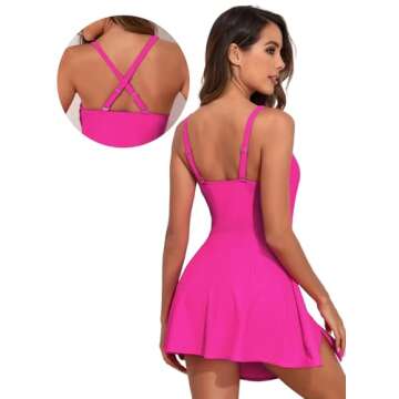 Aleumdr One Piece Swimdress Swimsuits for Women Tummy Control Tie Knot Swim Dresses Skirt Bathing Su...