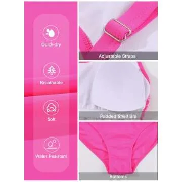 Aleumdr One Piece Swimdress Swimsuits for Women Tummy Control Tie Knot Swim Dresses Skirt Bathing Suit Hot Pink XX-Large