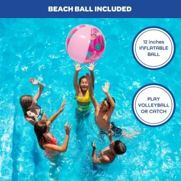 Giant Inflatable Flamingo Volleyball Net Set w/Ball - 12 ft Long, Durable PVC Material - Perfect for Outdoor Backyard Swimming Pool Parties w/Family Friends Kids- Fun Summer Water Float, Gift