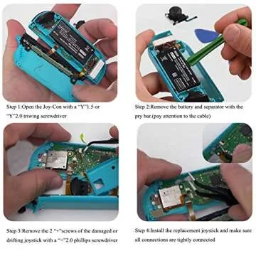 LONANDY 2 Pack Joycon Joysticks, Joycon Repair Kit Joystick Replacement Parts for Nintendo Switch, Switch Lite & Switch OLED, Include Thumb Grips, Metal Lock Buckles