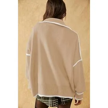 Stylish Women's Oversized Sweater with 1/4 Zipper Neck