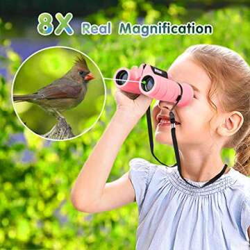 Binoculars for Kids High-Resolution 8x21, Gift for Boys & Girls Shockproof Compact Kids Binoculars f...