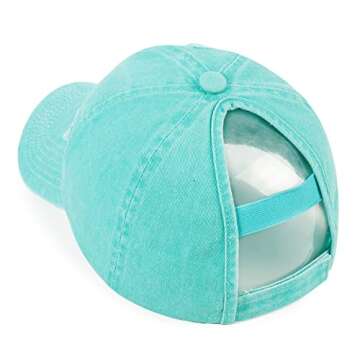 HH HOFNEN Ponytail Hats Womens Washed Distressed Baseball Cap High Ponycaps Cotton Dad Hat with Pony...