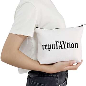 POFULL Music Lover Gift for Fans Singer Inspired Makeup Bag RepuTAYtion Cosmetic Bag for Women(repuTAYtion bag)
