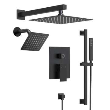 EVERSTEIN 10" High-Pressure Rainfall Shower Faucet with Handheld Spray, Wall Mount Dual Shower Head ...