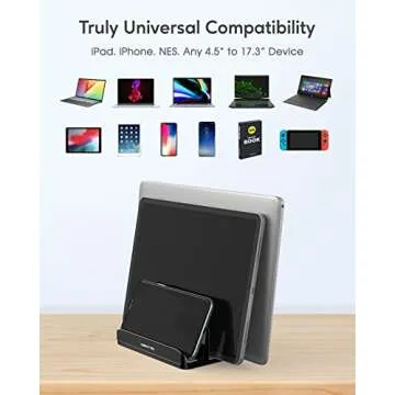 AboveTEK Vertical Laptop Stand Holder, 3 Slots Aluminum Desk Stand with Adjustable Dock Size for Tab...