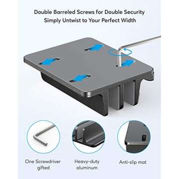 AboveTEK Vertical Laptop Stand Holder, 3 Slots Aluminum Desk Stand with Adjustable Dock Size for Tablet, MacBook, Phone - Universal Fit (up to 17.3") - Heavy Duty Polished, Anti Slide - Black