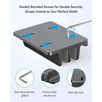 AboveTEK Vertical Laptop Stand Holder, 3 Slots Aluminum Desk Stand with Adjustable Dock Size for Tablet, MacBook, Phone - Universal Fit (up to 17.3") - Heavy Duty Polished, Anti Slide - Black