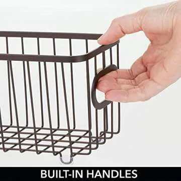 mDesign Stylish Metal Bathroom Organizer Baskets - 2 Pack - Bronze