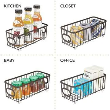 mDesign Stylish Metal Bathroom Organizer Baskets - 2 Pack - Bronze