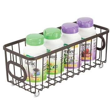 mDesign Stylish Metal Bathroom Organizer Baskets - 2 Pack - Bronze