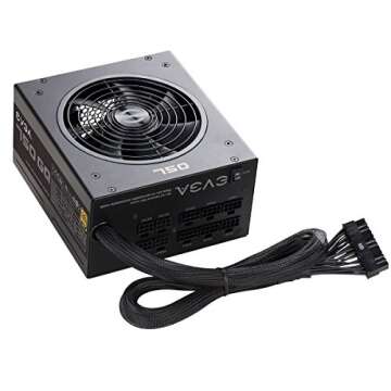 EVGA 210-GQ-0750-V1 750 GQ, 80+ GOLD 750W, Semi Modular, EVGA ECO Mode, 5 Year Warranty, Power Supply, Black