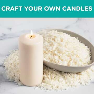 Hearts & Crafts Candle Wax - Soy Wax for Candle Making Kit - 10 lbs Wax Flakes, 100 Pieces 6-Inch Ca...
