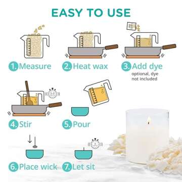 Hearts & Crafts Candle Wax - Soy Wax for Candle Making Kit - 10 lbs Wax Flakes, 100 Pieces 6-Inch Candle Wicks, 2 Metal Centering Devices - Soy Candle Wax Bulk and DIY Candle Making Supplies