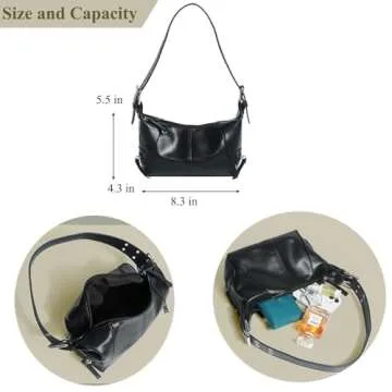Shoulder Bag for Women Hobo Handbag Purse Y2K Cool Tote Bag Designer Satchel Bag, Black