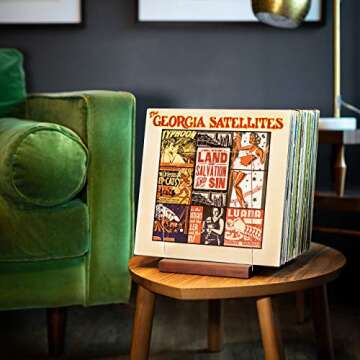 MÖNKE Premium Vinyl Record Storage - a Mid-Century Style Record Holder, 60-70 LP Capacity - Complem...