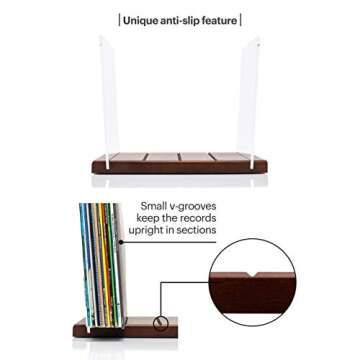 MÖNKE Premium Vinyl Record Storage - a Mid-Century Style Record Holder, 60-70 LP Capacity - Complements Any Record Player (Brown)