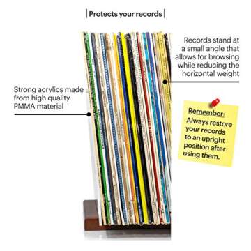 MÖNKE Premium Vinyl Record Storage - a Mid-Century Style Record Holder, 60-70 LP Capacity - Complements Any Record Player (Brown)