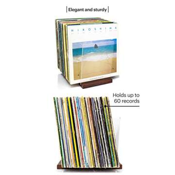 MÖNKE Premium Vinyl Record Storage - a Mid-Century Style Record Holder, 60-70 LP Capacity - Complements Any Record Player (Brown)