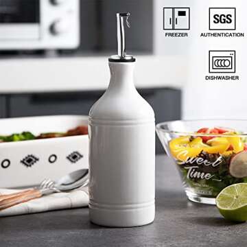 Sweejar Ceramic Olive Oil Dispenser Bottle, Opaque Oil Cruet Protects Oil to Reduce Oxidation, Suita...