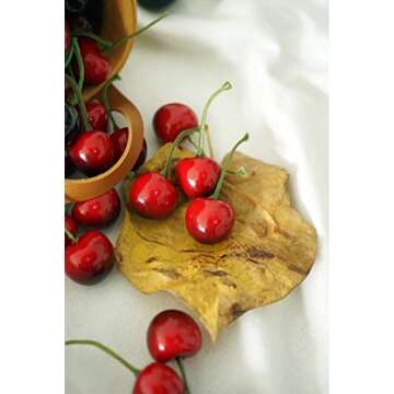 Aliotech 26pcs Artificial Lifelike Simulation Small Red Black Cherries Fake Fruit Model Home House K...