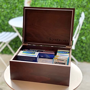 Blake & Lake Dark Oak Wood Storage Box with Lid